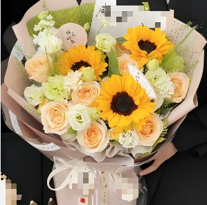 【师恩难忘】3朵向日葵混搭8朵香槟玫瑰谢师礼花束谢师礼鲜花送老师花店送花上门