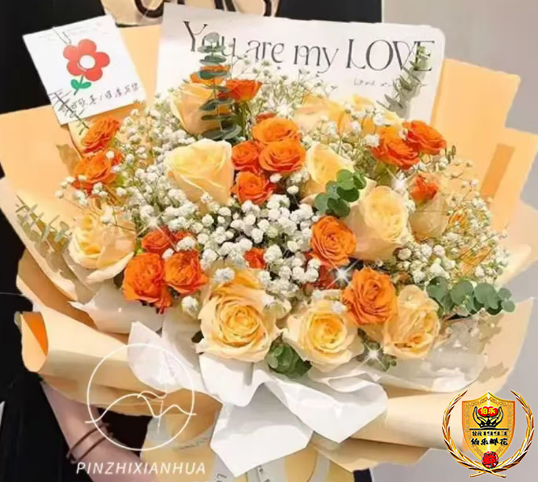 520女士专属【想见你】11朵香槟玫瑰鲜花束生日鲜花礼520礼物花店送货上门