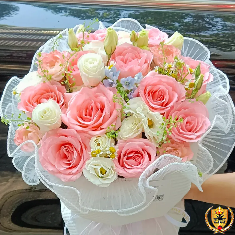 520女士专属花束【浪漫收藏家】11朵粉玫瑰混搭花束小香风花束网红花束送女友爱人花店送花上门