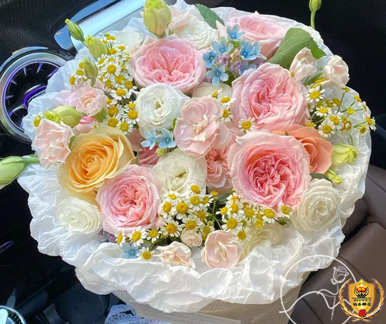 520女士专属【美好祝愿】粉玫瑰混搭香槟粉玫瑰花束生日花束生日鲜花生日礼物花店送花上门