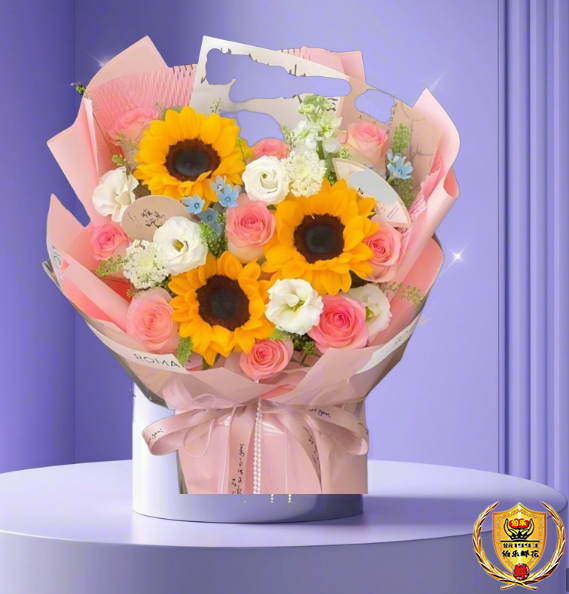 【感谢栽培】3朵向日葵混搭9朵洛神玫瑰谢师礼花束谢师礼鲜花送老师花店送花上门