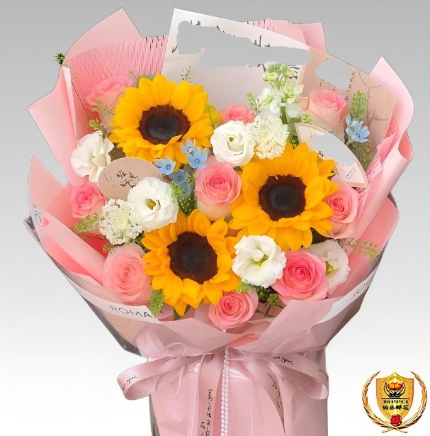 【感谢栽培】3朵向日葵混搭9朵洛神玫瑰谢师礼花束谢师礼鲜花送老师花店送花上门