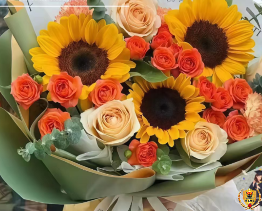 毕业季花束【梦想开花未来可期】3朵向日葵混搭香槟玫瑰成人礼花束高考花束送爱人花店送花上门