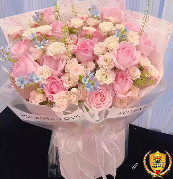 情人节专属【美人如花】15朵粉玫瑰搭配多头折射泡泡混搭鲜花束生日鲜花送爱人送老婆送女友鲜花花店送花上门