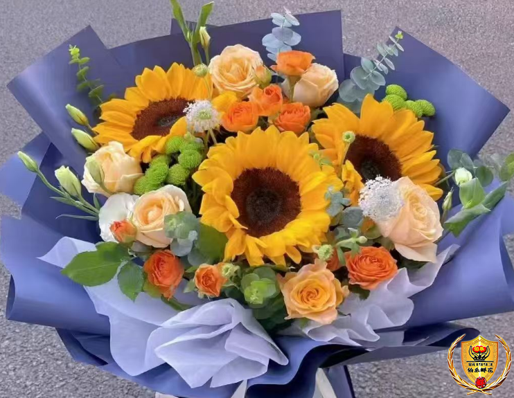 毕业季花束【心想事成/万事胜意】3朵向日葵混搭玫瑰生日花束高考礼物送男老师同城花店配送