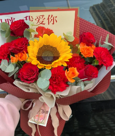 【福暖四季】11朵红玫瑰红色康乃馨混搭向日葵鲜花束女神节送妈妈送长辈送老婆花店送花上门