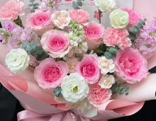 【风华正茂】11朵粉玫瑰粉色康乃馨混搭花束女神节礼物送妈妈送长辈送老婆花店送花上门