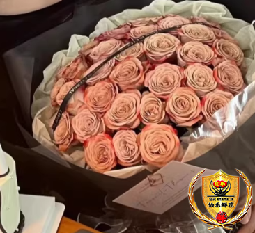 情人节专属【永远守护你】33朵卡布奇诺玫瑰花束生日花束表白鲜花礼物生日惊喜送闺蜜送女友