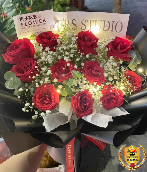 【心生欢喜】11朵红玫瑰花搭配满天星混搭鲜花束生日鲜花礼物周年纪念日送女友送爱人送朋友鲜花店配送