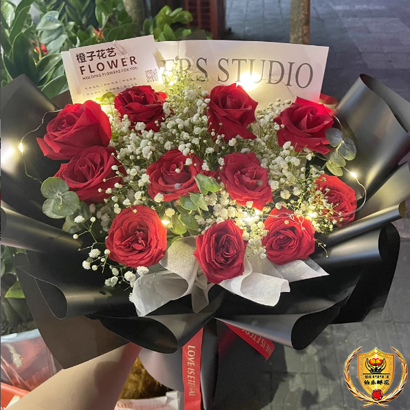 【心生欢喜】11朵红玫瑰花搭配满天星混搭鲜花束生日鲜花礼物周年纪念日送女友送爱人送朋友鲜花店配送