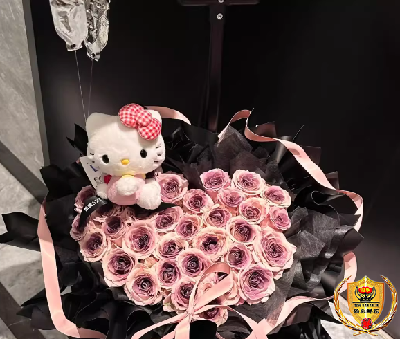 【偏爱无解】33朵乌梅子酱搭配玩偶鲜花花束十月鲜花礼物周年纪念日惊喜礼物送对象送闺蜜花店配送