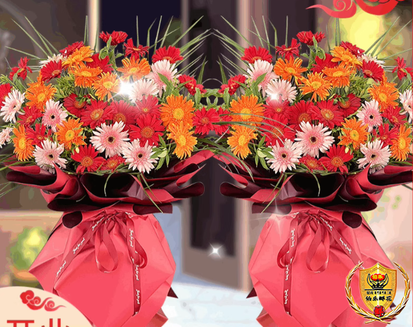 【爆款花篮】33朵混搭弗朗单个开业花篮送领导送朋友单层开业花篮同城花店免费配送上门